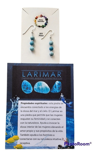 Aros Piedra Larimar 6mm Gancho Normal , Energías Positivas 