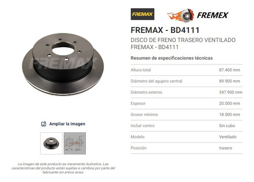 Disco Trasero Ford F-150 2014 Xl 5l V8