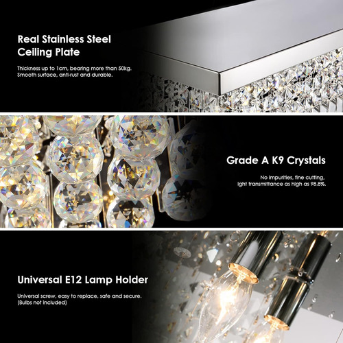 Siljoy Candelabro Rectangular, Moderno Candelabro De Cristal