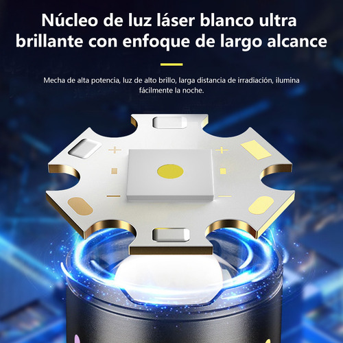 Linterna Táctica Con Luces Laterales Lámpara Campismo Negro Blanco