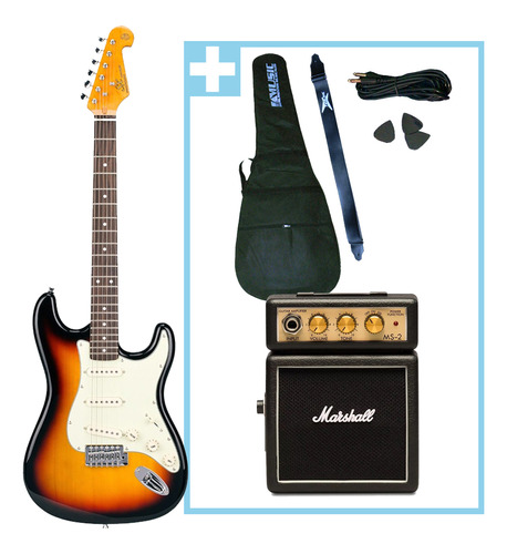 Combo Guitarra Electrica Sx Strato + Amplificador Marshall 2