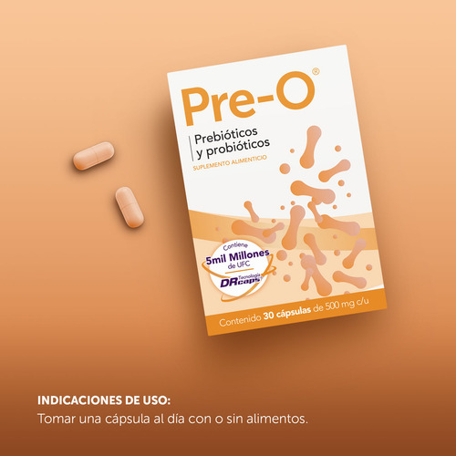 Pre-o Prebióticos Y Probióticos 30 Capsulas Sabor Sin Sabor