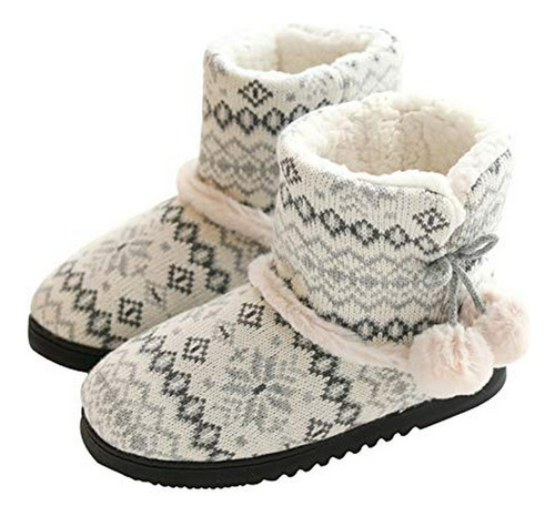 Cyian Womens Booties Slipper Lining Warm Soft Plush Fleece W