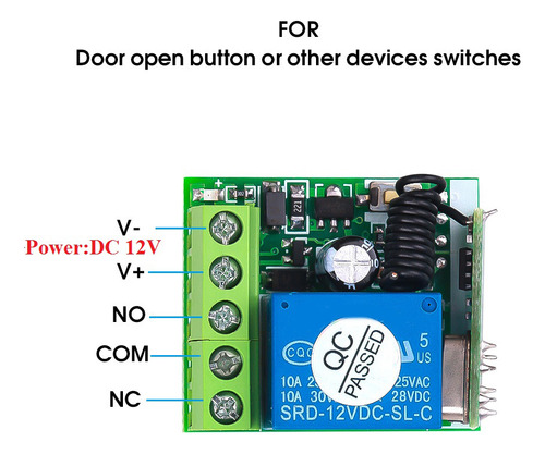 Módulo De Relé De Canal Único Dc 12v Universal 2 Ch Remote C