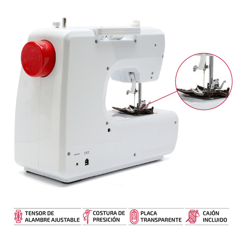 Imagen 9 de 12 de Máquina de coser recta Femmto HLT16 portable blanca 220V