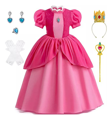 Vestido De Cosplay De Princesa Daisy Para Niñas
