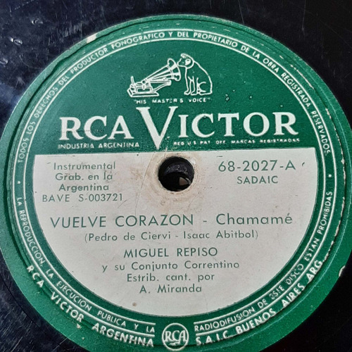 Pasta Miguel Repiso Conj Correntino Rca Victor C282