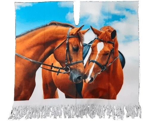Imagen 3 de 10 de Poncho Caballos Y Gallos Sublimado Completo