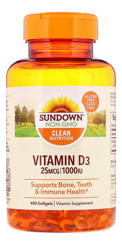 Vitamina D3 Sundown 400 Softgels 25mcg 1000ui