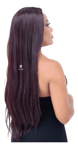 Peruca Lisa Micro Pele Ombre 70 Cm - Fibra Orgânica +wig Cap