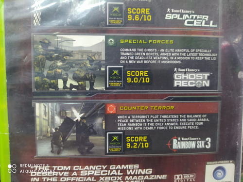 Classic Trilogy Ghost Recon Splinter Cell Six 3 Xbox Clasico (Usado)