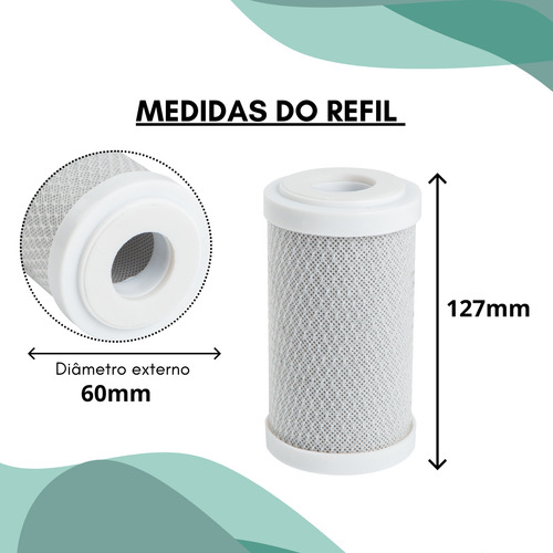 Refil Filtro Cartucho Carvão Ativado 5 Polegadas Kit 8 Pçs