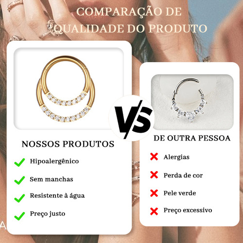 Piercing Argola Segmento Aço Pvd Zircônia Cravejada Duplo