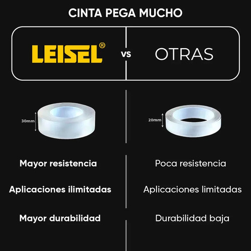 Cinta Pega Mucho 5m Marca Leisel