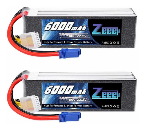 2 Baterias Lipo Zeee 6s 22.2v 100c 6000mah Con Ec5 Conector 