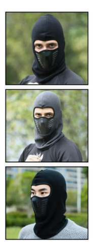 Pasamontaña Balaclava Mascara + Guantes Neopreno Frio Abrigo Negro Liso Unico