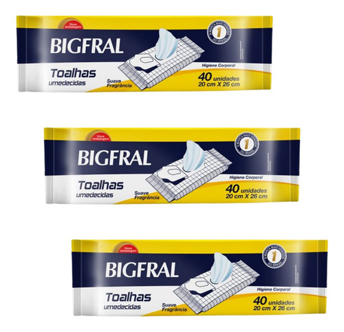Kit 3 Pacotes Toalhas Umedecida Bigfral C/40 Un Lenços