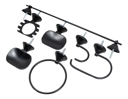 Kit Accesorios Baño Negro 7 Piezas Acero Inoxidable Completo