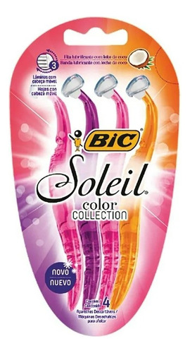 2 Pza Rastrillo Bic Soleil Color Collection 4 Pzas