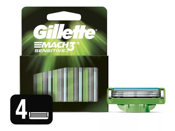 Cartuchos De Afeitar Gillette Mach3 Sensitve 4 Un