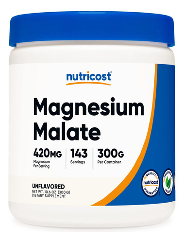 Malato De Magnesio En Polvo 300g 420mg Nutricost