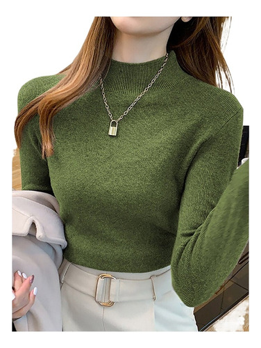 Suéter De Cuello Alto Para Mujer, Blusas Elásticas, Jersey D