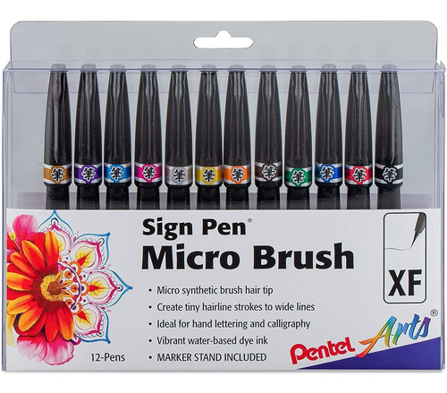 Pentel Arts Sign Pen Micro Brush Tip, Varios Colores (a/b/c/