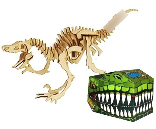 Dinosaurio Para Armar Velociraptor En Madera Puzzle 3d