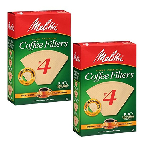 Melitta #4 Filtros De Café, Café Natural, 2 Paquetes De 100
