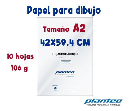 10 Hojas Para Dibujo Técnico A2 Plantec 42x59,4 De 106 Gms