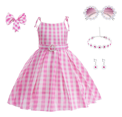 Vestido Barbie Princesa Rosa Para Niña Con Accesorios