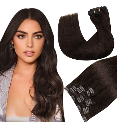 Hetto Extensiones De Cabello Humano Con Clip, Color Marron M