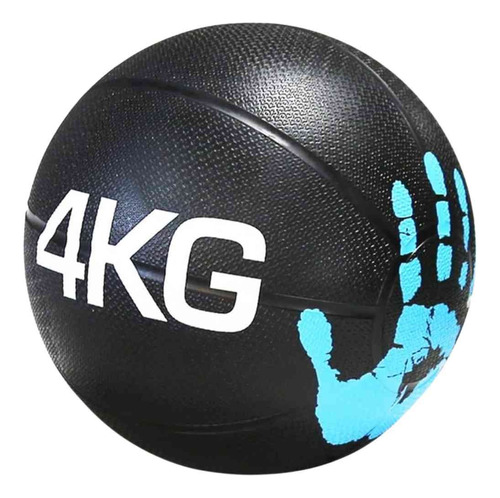 Balón Medicinal 4kg Con Rebote Para Entrenamiento Deporte Color Negro
