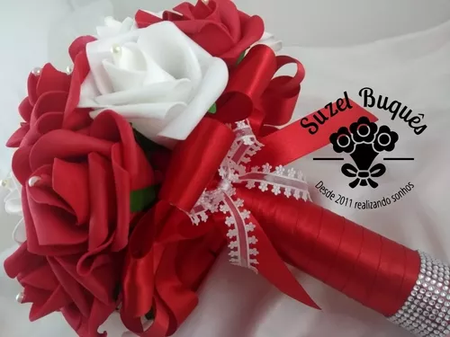 Buquê / Bouquet De Noiva Casamentos - Eva-vermelho E Branco | Suzel Buquês  e Acessórios para Noivas