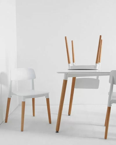 Set de 4 Sillas de Comedor Estocolmo con Patas de Madera | Sillas Modernas con Estilo Nordico Minimalista