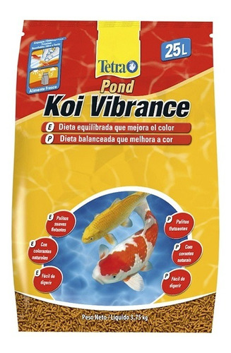 Pond Koi Vibrance 3,75kg 25 L Alimento Sticks P/ Cor (saco)