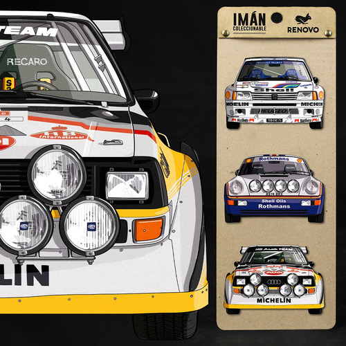 Imanes Autos Rally Pack X 3 Unidades Renovo