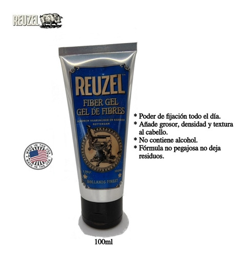 Fiber Gel Reuzel 100ml, Gel Capilar Libre De Alcohol Barbero