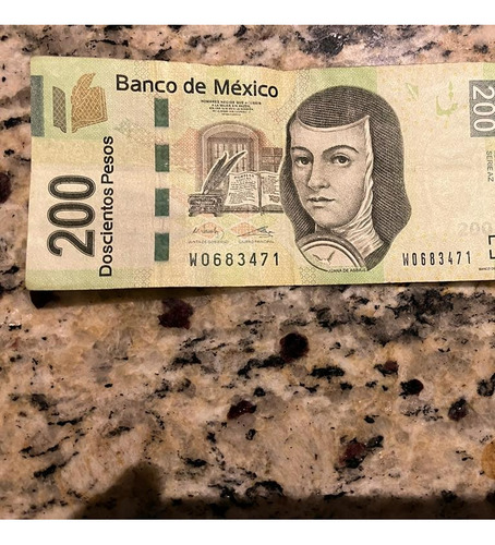 Billete 200 Mxn, Sor Juana, Az, 2014, Sin Números Repetidos