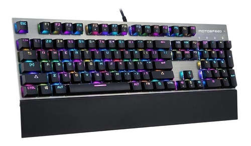 Teclado gamer Motospeed CK108 QWERTY inglês US cor preto com luz RGB