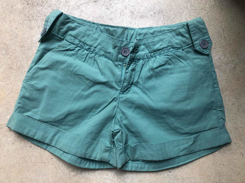 Short Zara 7-8 Años Verde Impecable 18 Cm Tiro Cint Regulabl