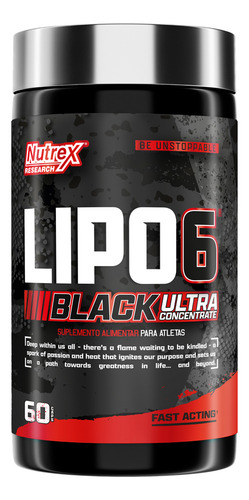 Termogenico Lipo 6 Black Ultra Concentrado - Nutrex Sabor Sem Sabor - 60 cápsulas
