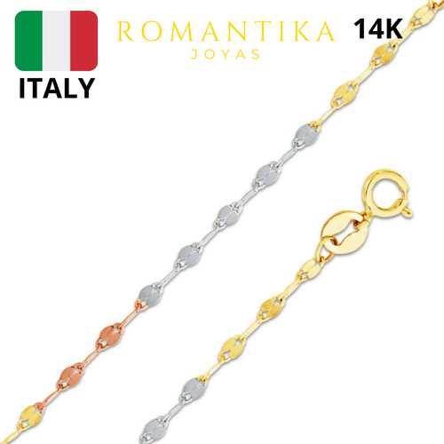 Cadena Collar Grano De Cafe Oro Solido 14 Kilates Dama Italy 55cm Florentino