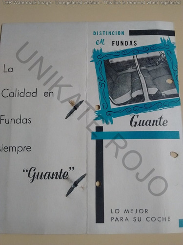 Antiguo Catálogo Funda Tapiceria Auto Muestras 3 Guante ´60
