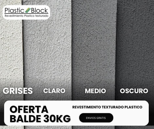 Revestimientos Texturados Plastic Block Rodillo 30kg Gris Medio