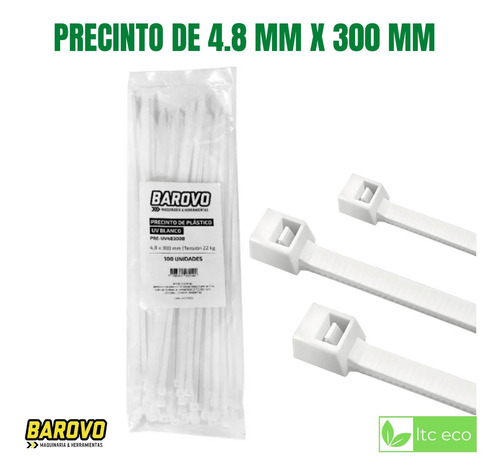 Imagen 1 de 10 de Precinto Plastico Prensacable 4,8 X 300 Mm X 100 Unidades