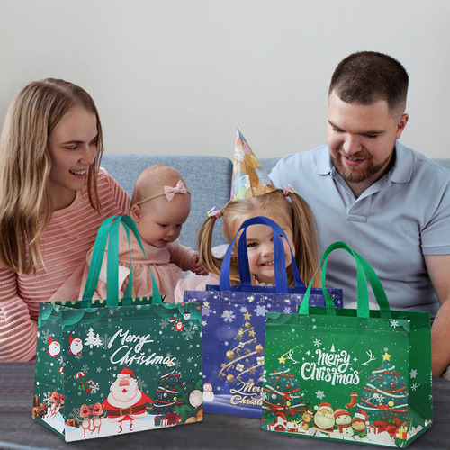 Bolsa De Compras No Tejida Para Decoración Navideña, 6 Unida