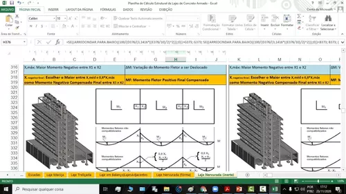 DImensionamento de Escadas de Concreto Armado - Planilha