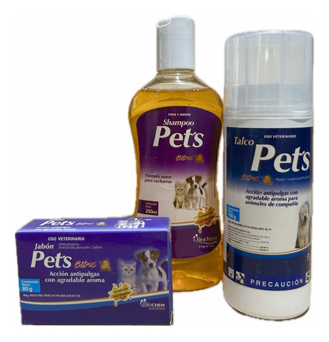 Shampoo + Jabón + Talco Pets Biochem