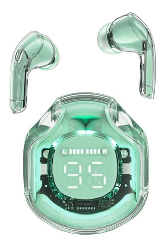 Fone de ouvido in-ear sem fio ACEFAST T8 Cristal IPX4 T8 verde com luz LED